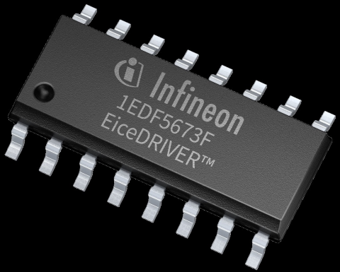 Infineon gallium nitride GaN EiceDRIVER™ gate driver IC 1EDF5673F in DSO-16 package